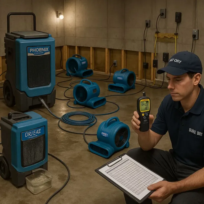 Structural Drying and Dehumidification process in Burns, TN